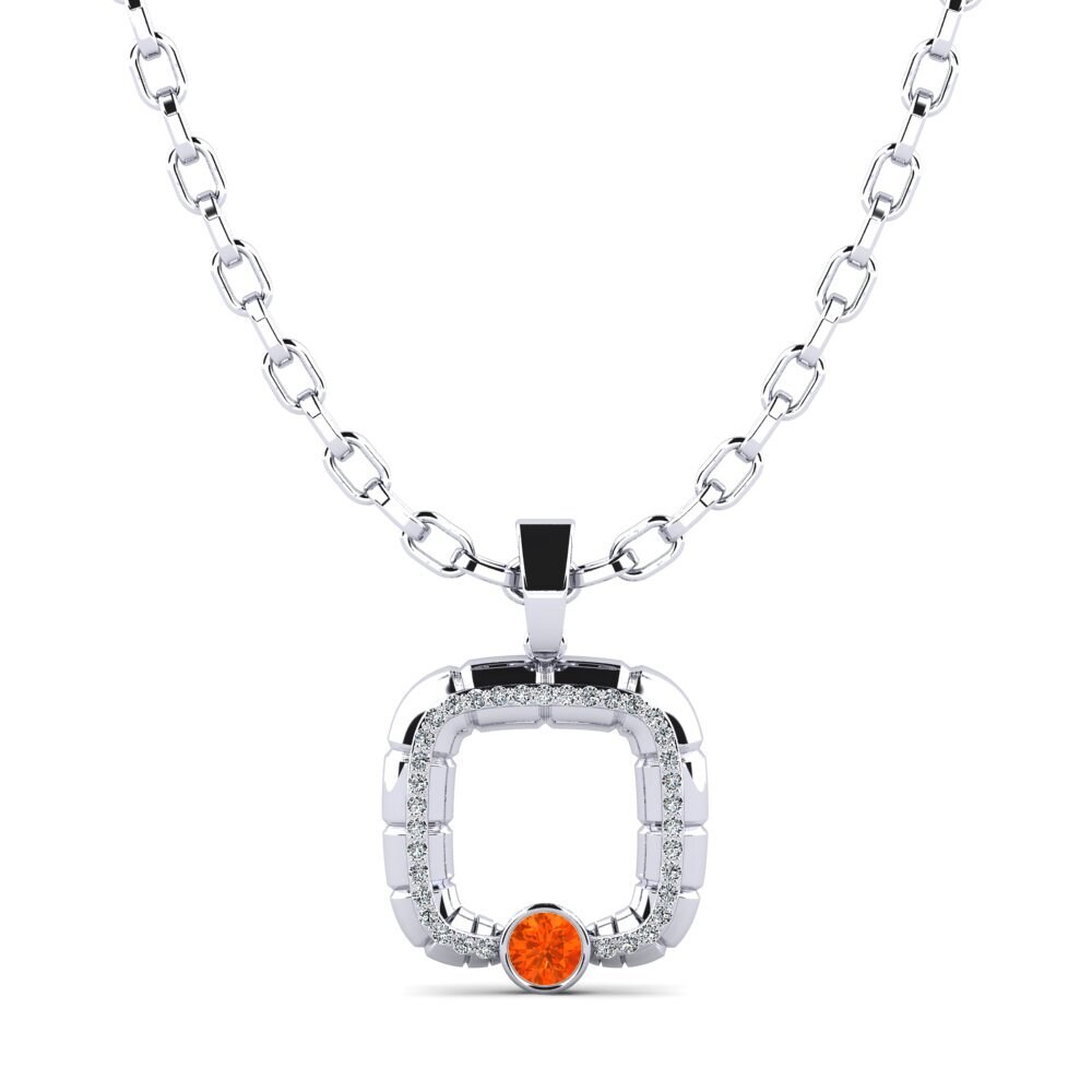 14ct White Gold Fire Opal Men's Pendant Darkrai