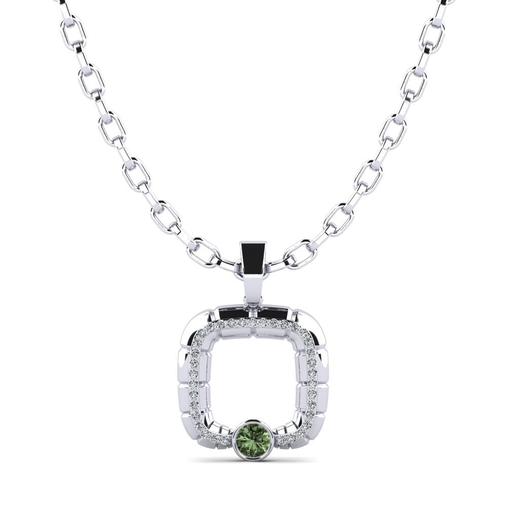 14ct White Gold Green Sapphire Men's Pendant Darkrai