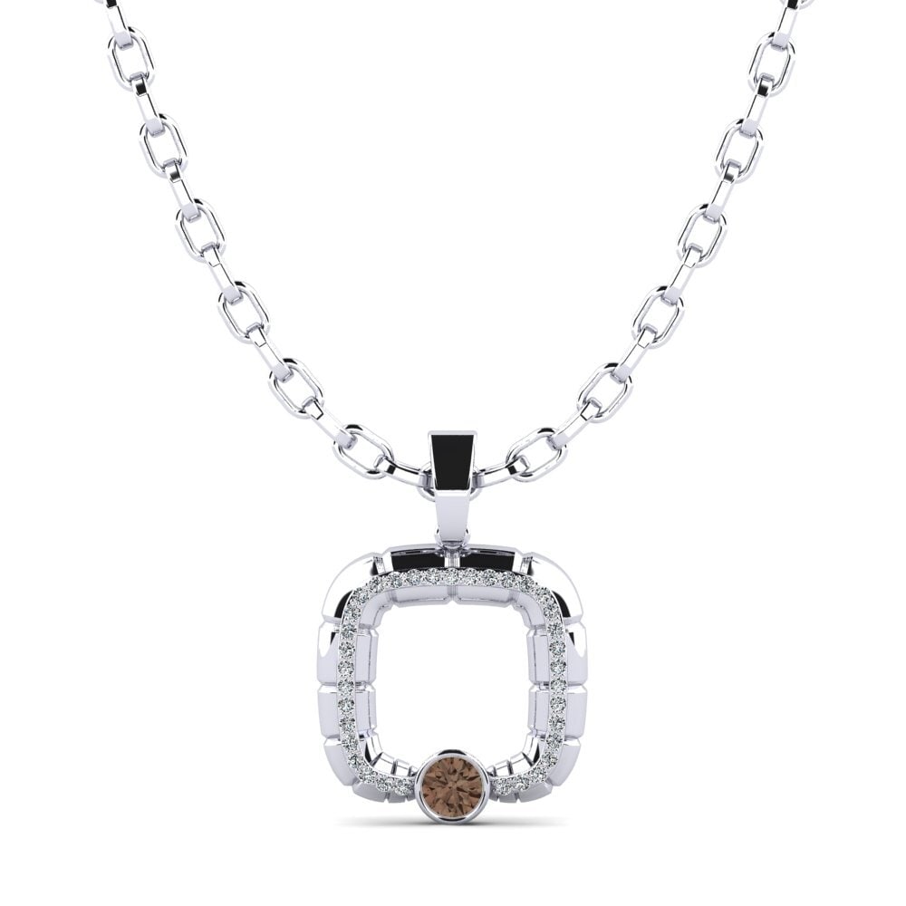 14ct White Gold Smoky Quartz Men's Pendant Darkrai