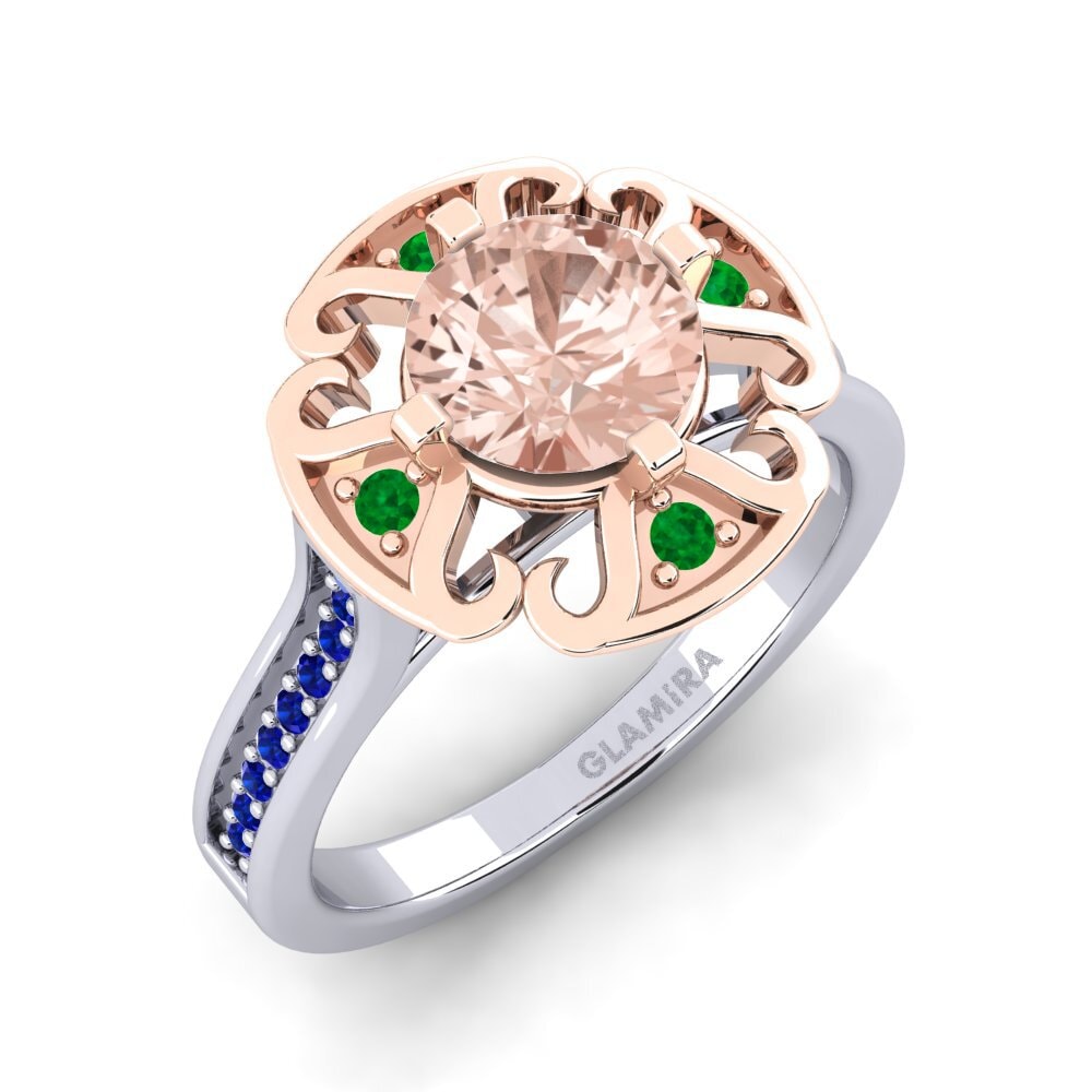 14K Wit & Rood Goud Morganiet Verlovingsring Darlia