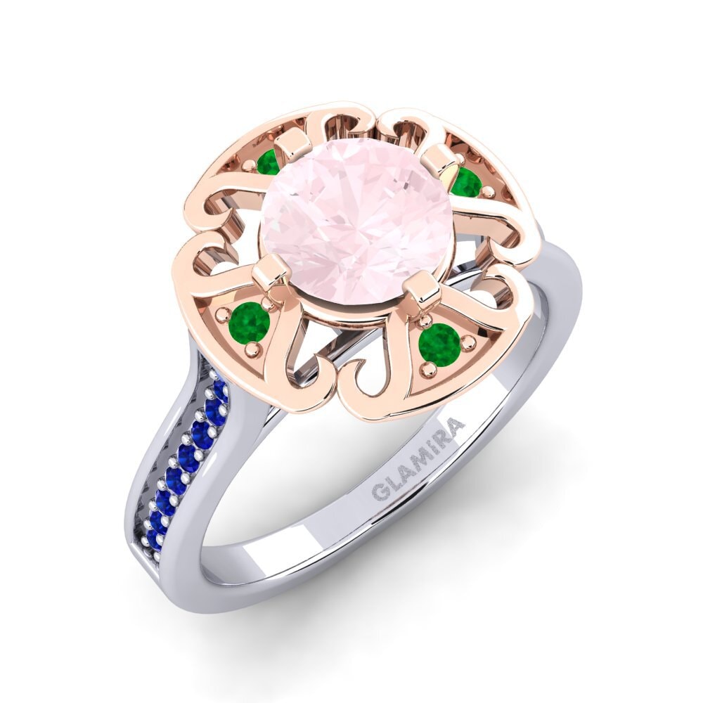18K White & Rose Gold Rose Quartz Engagement Ring Darlia