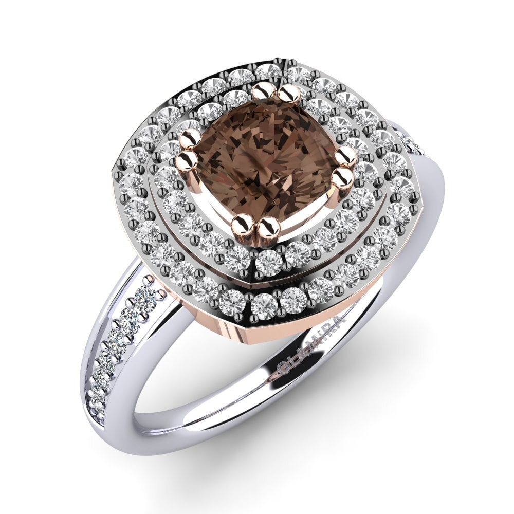 9ct White & Rose Gold Smoky Quartz Engagement Ring Darline