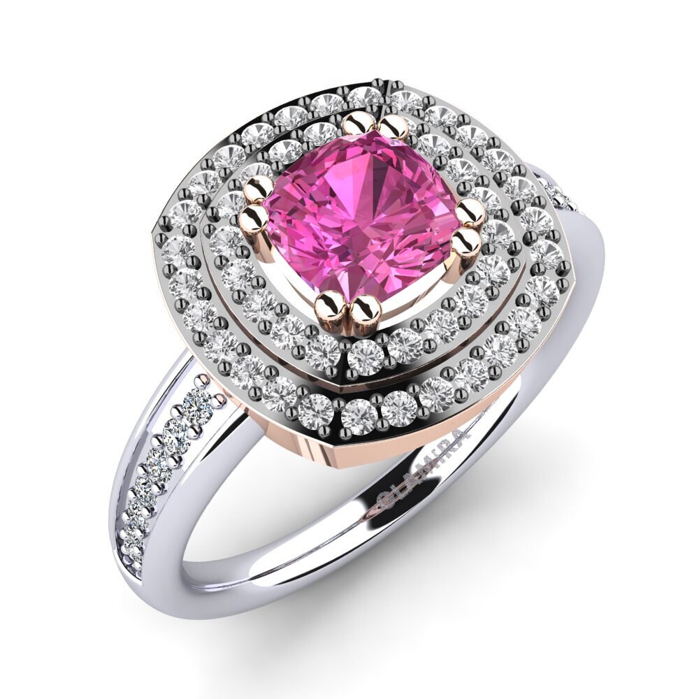 14ct White & Rose Gold Pink Topaz Engagement Ring Darline