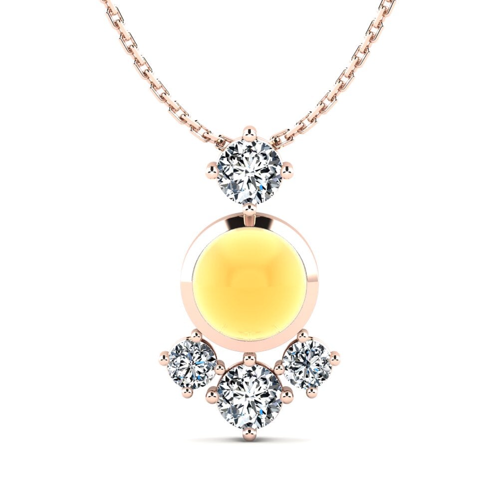 14k Oro Rosa Citrino Cabujón Colgante de Mujer Darolyn