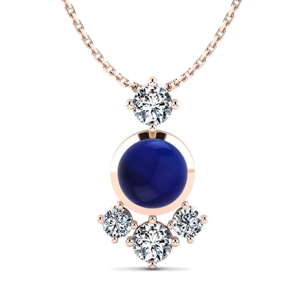 14k Oro Rosa Zafiro Cabujón Colgante de Mujer Darolyn