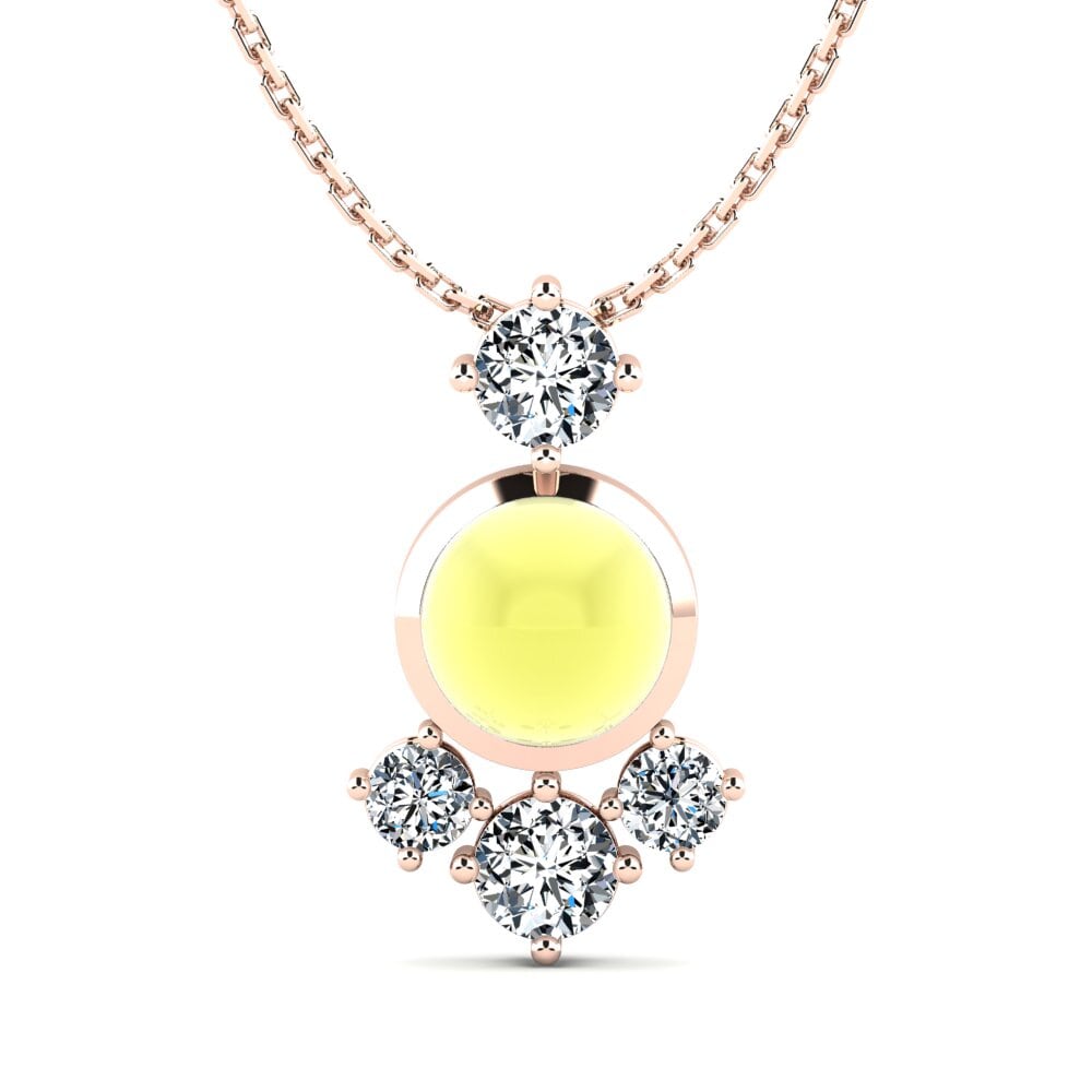 14k Oro Rosa Topacio Limón Cabujón Colgante de Mujer Darolyn