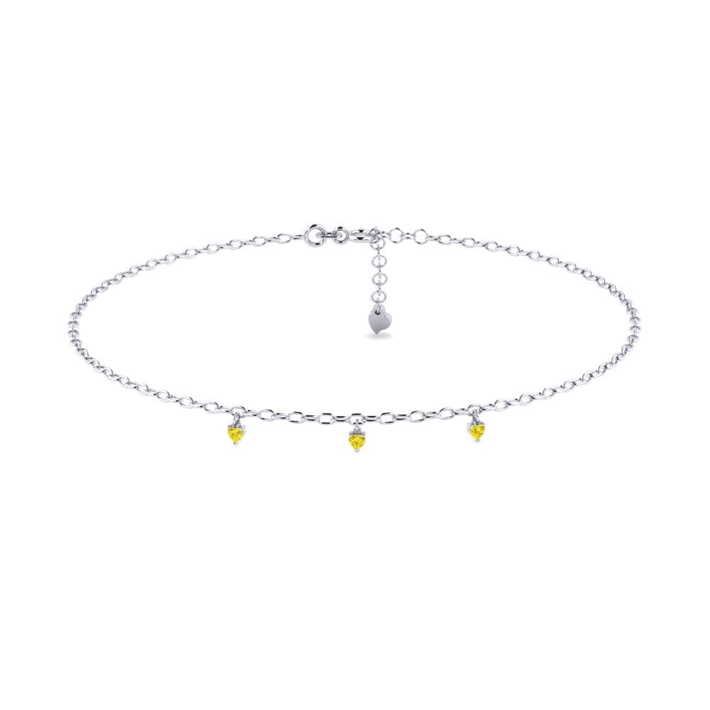 18k Oro Blanco Zafiro amarillo Tobillera de mujer Darphin