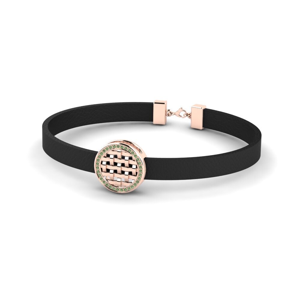 18ct Rose Gold Green Diamond Men's Bracelet Darren