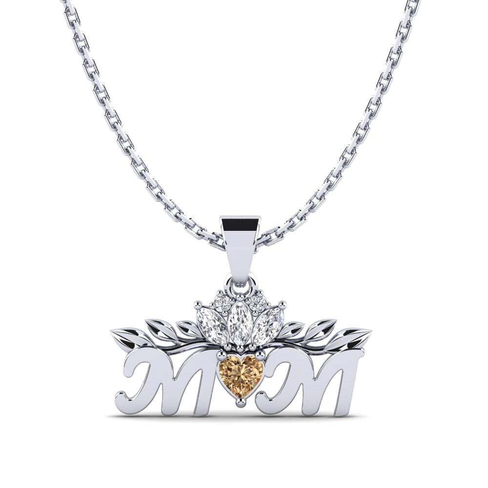 Plata 925 Diamante Marrón Colgante de Mujer Davina