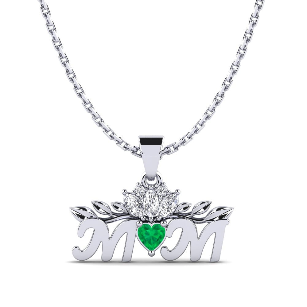 950 Palladium Smaragd Damen anhänger Davina