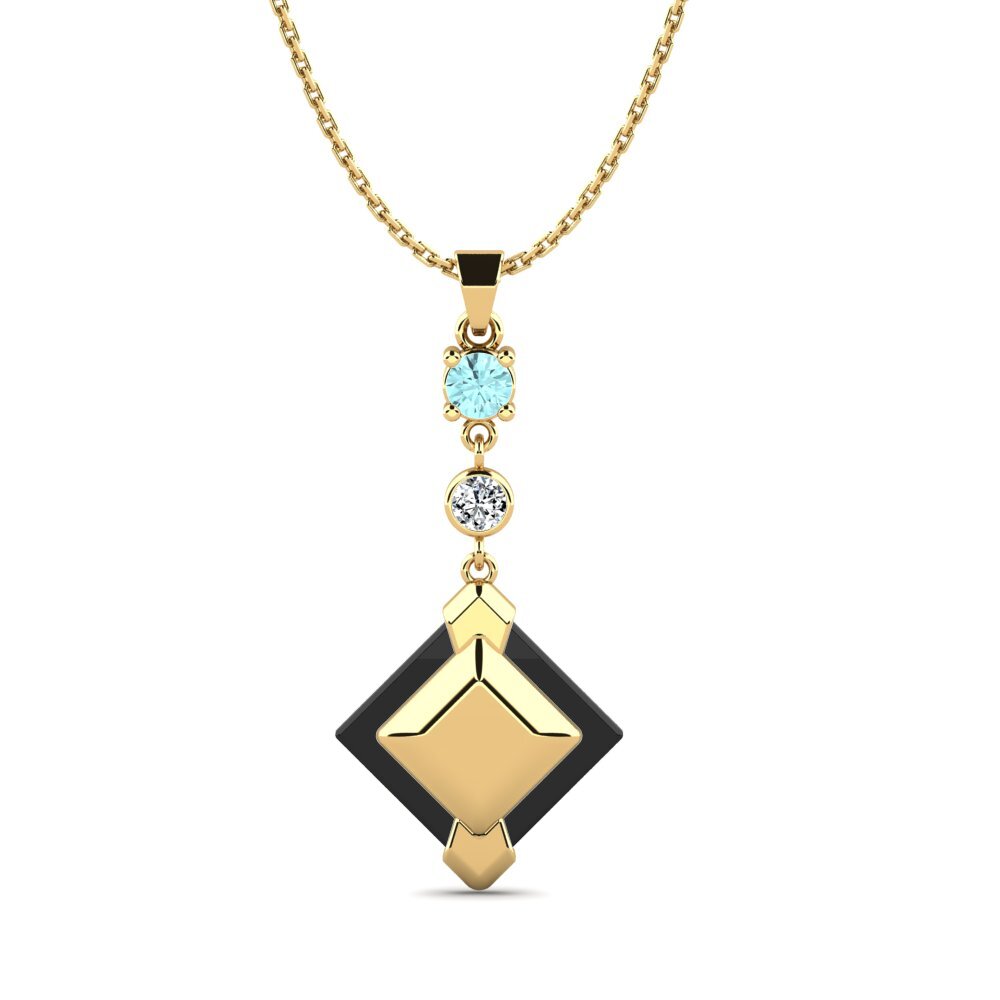 14ct Yellow Gold Aquamarine Women's Pendant Davsiy