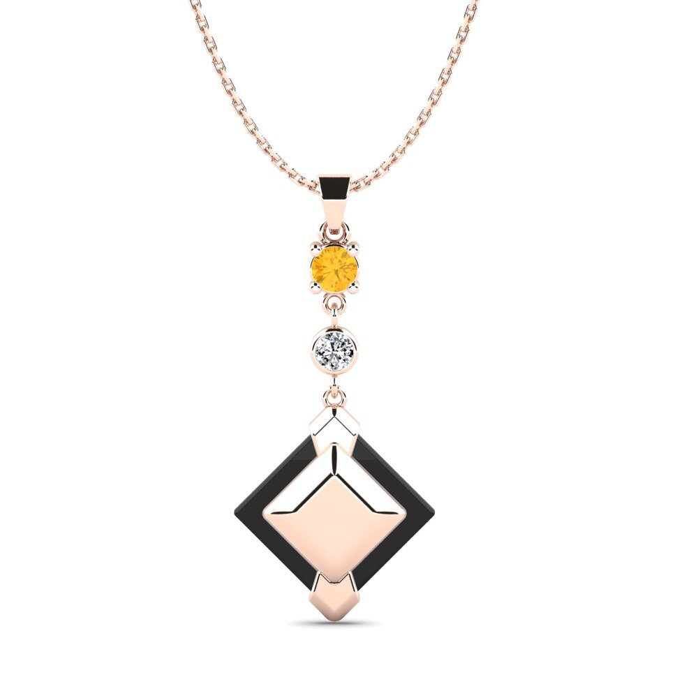 9ct Rose Gold Citrine Women's Pendant Davsiy