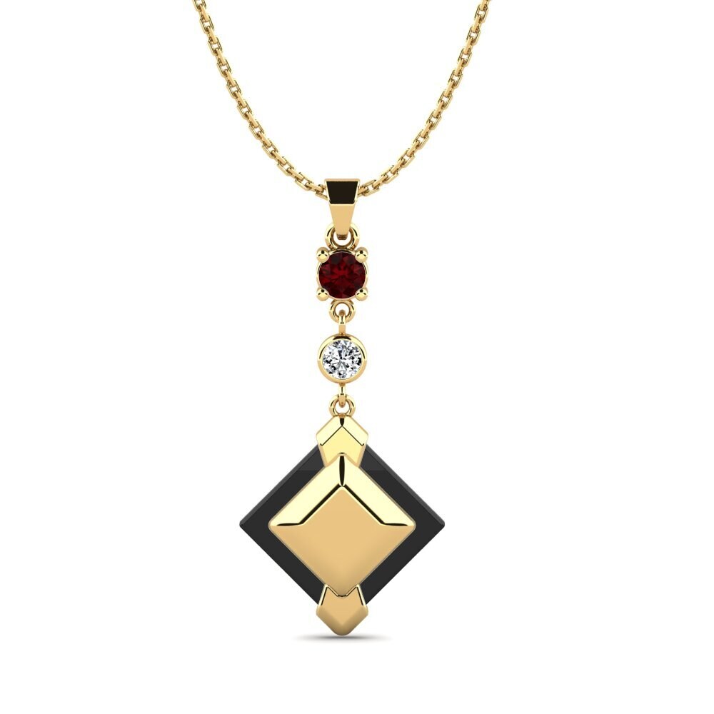 14ct Yellow Gold Garnet Women's Pendant Davsiy