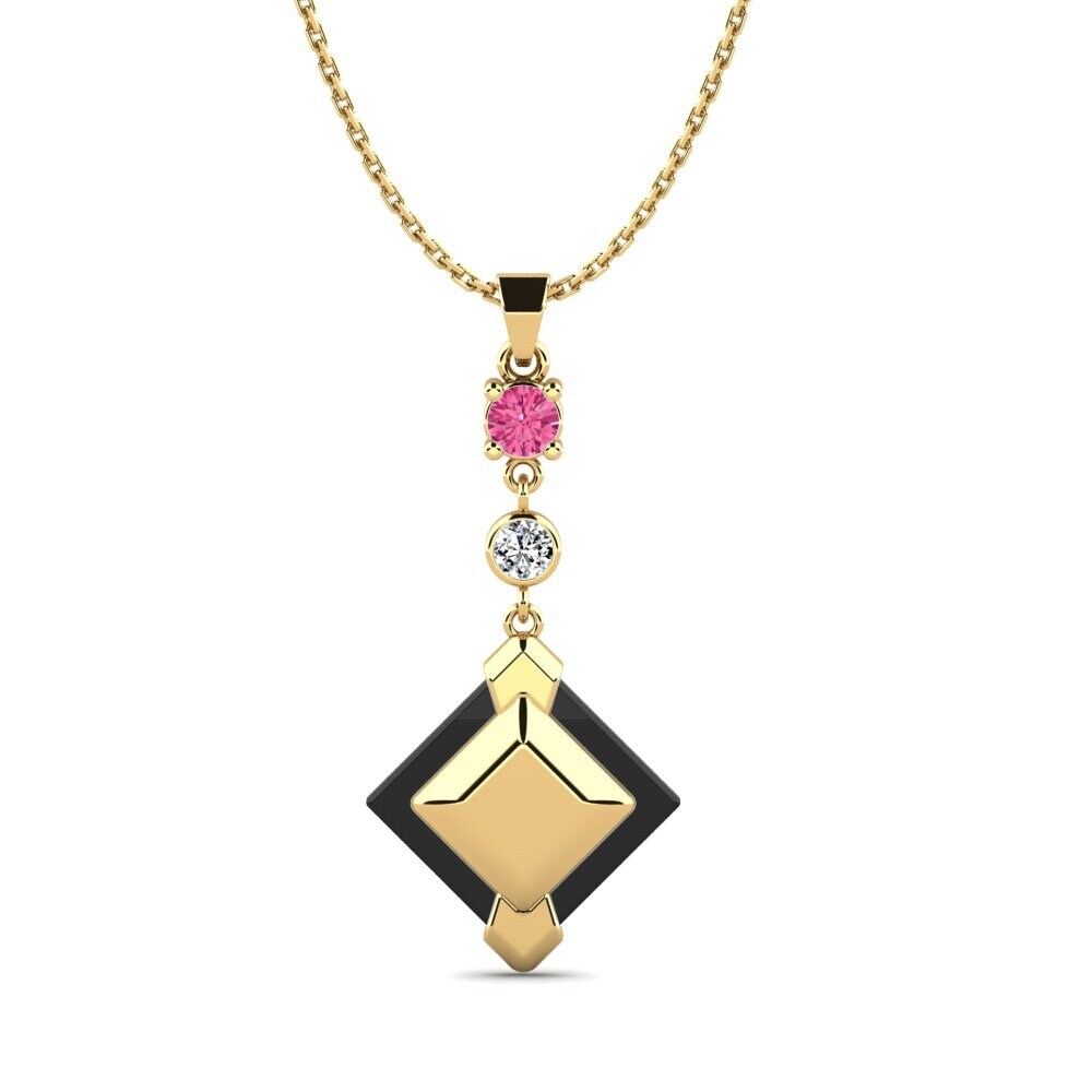 14ct Yellow Gold Pink Tourmaline Women's Pendant Davsiy