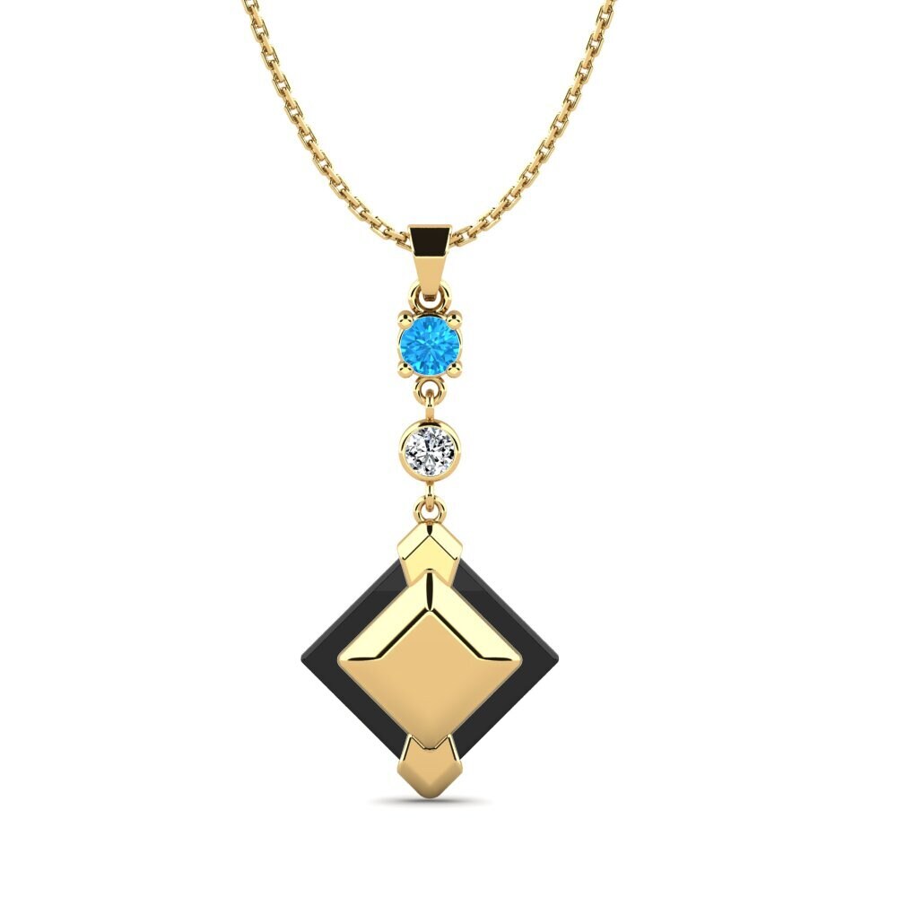14ct Yellow Gold Blue Topaz Women's Pendant Davsiy