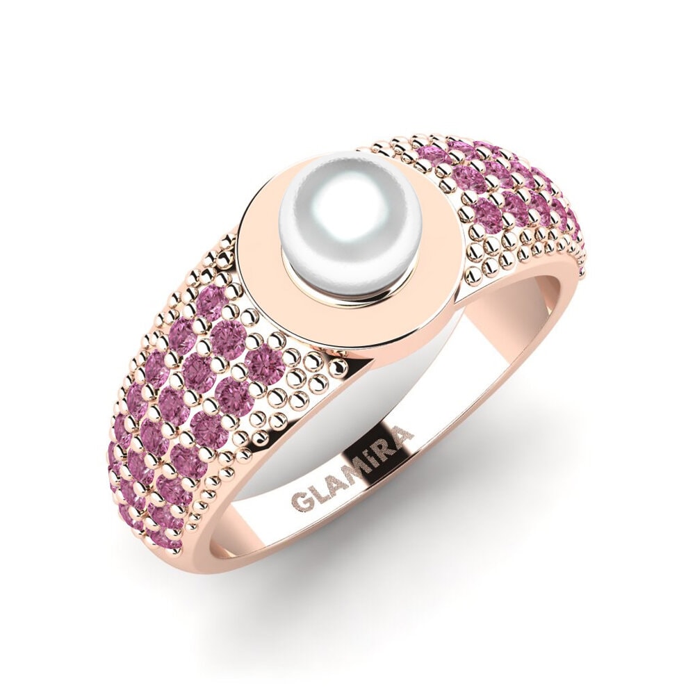 14k Oro Rosa Granate Rhodolite Anillo Dawb
