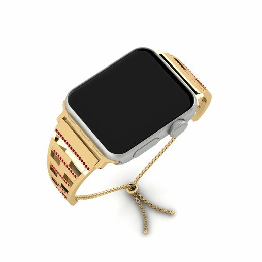 Dây đai Apple Watch® Daydate - B Stainless Steel / 585 Yellow Gold & Đá Swarovski Đỏ