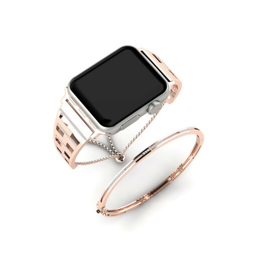 Apple Watch® Daydate Set Stainless Steel / 375 Red Gold & Đá Sapphire Trắng