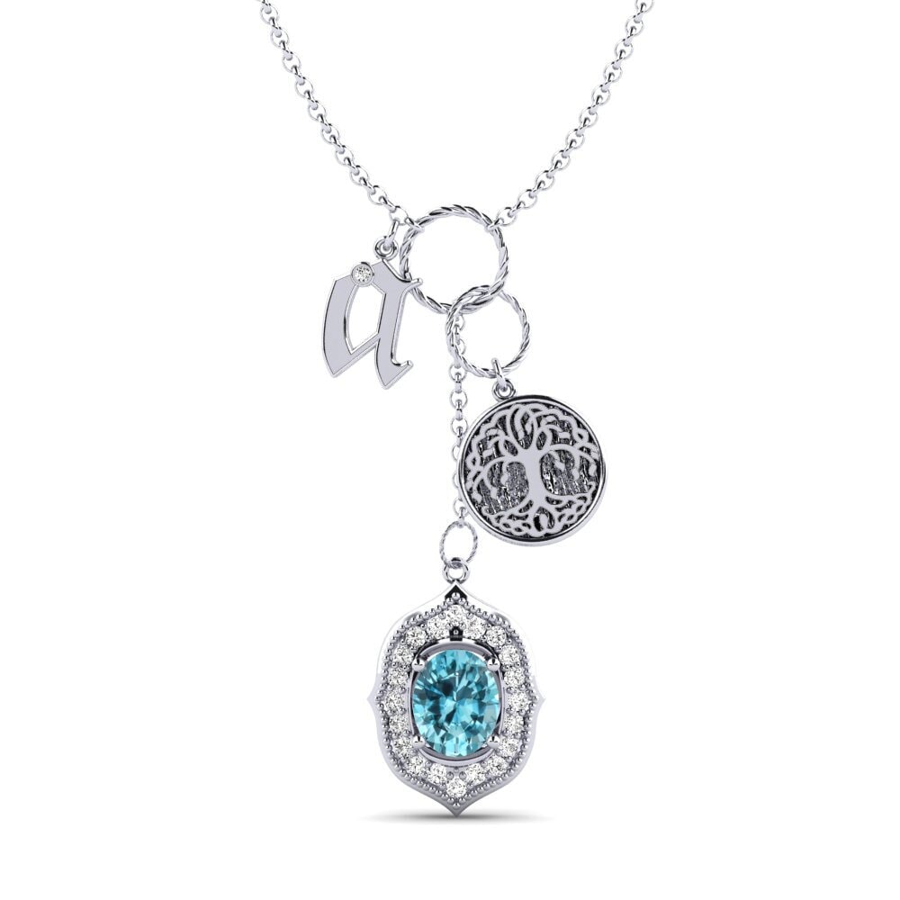 Weiß-Silber Blauer Zirkon Damen halskette Daylla - A