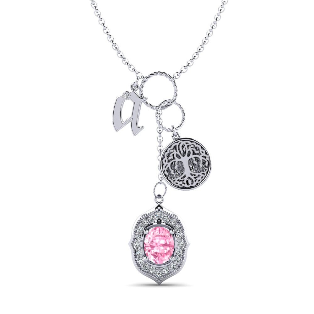 950 Platin Rosa Saphir Damen halskette Daylla - A