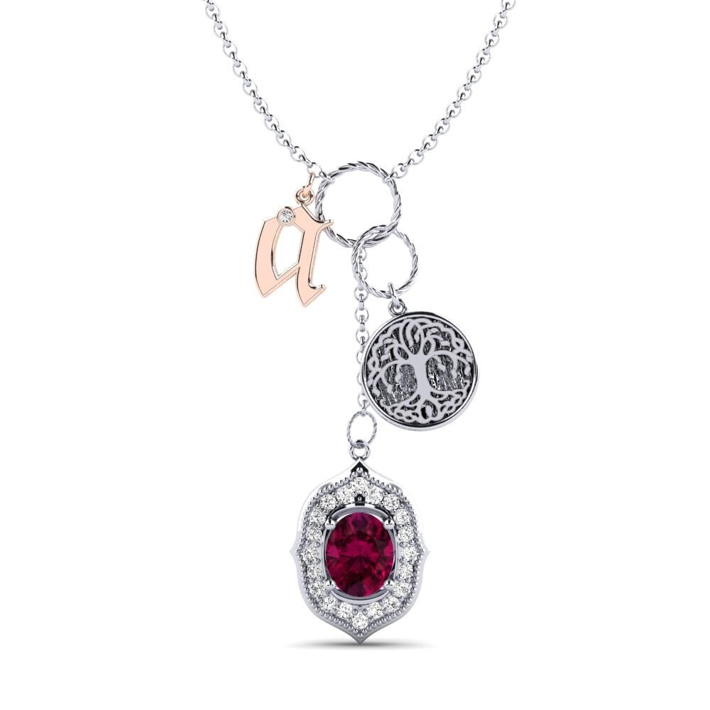 585 Weiß & Rotgold Rhodolit-Granat Damen halskette Daylla - A