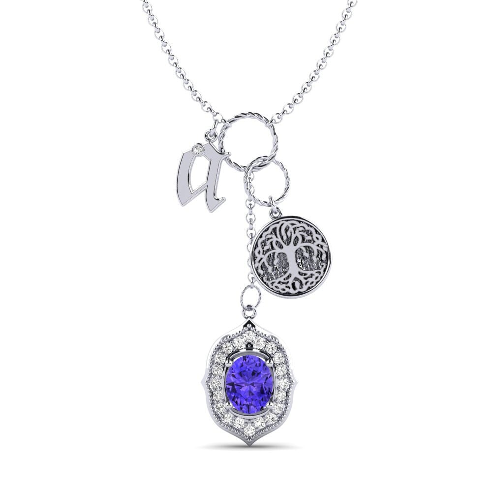 950 Palladium Tansanit Damen halskette Daylla - A