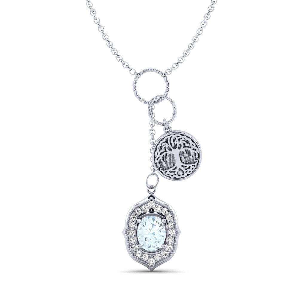 Weiß-Silber Aquamarin Damen halskette Daylla