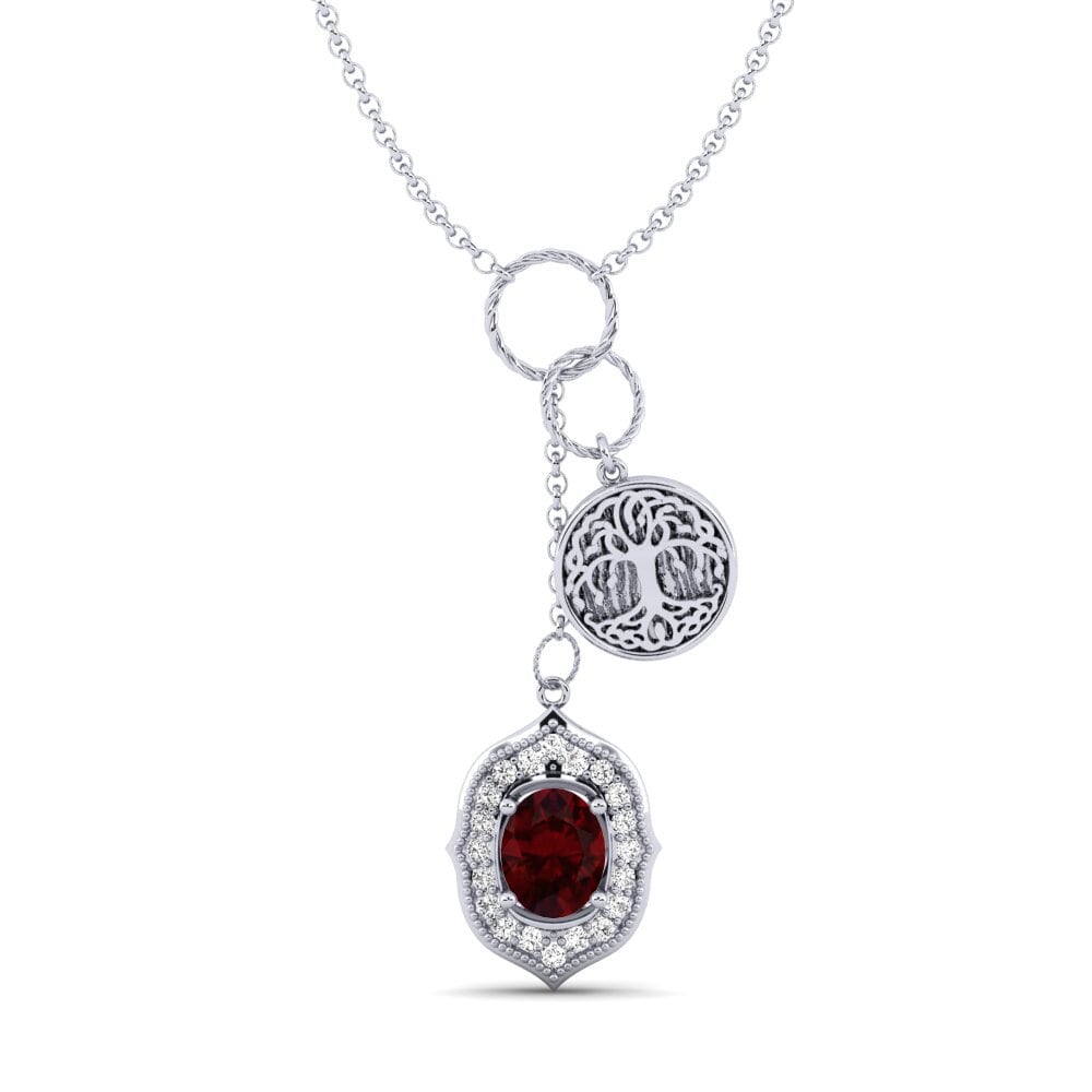 Weiß-Silber Granat Damen halskette Daylla