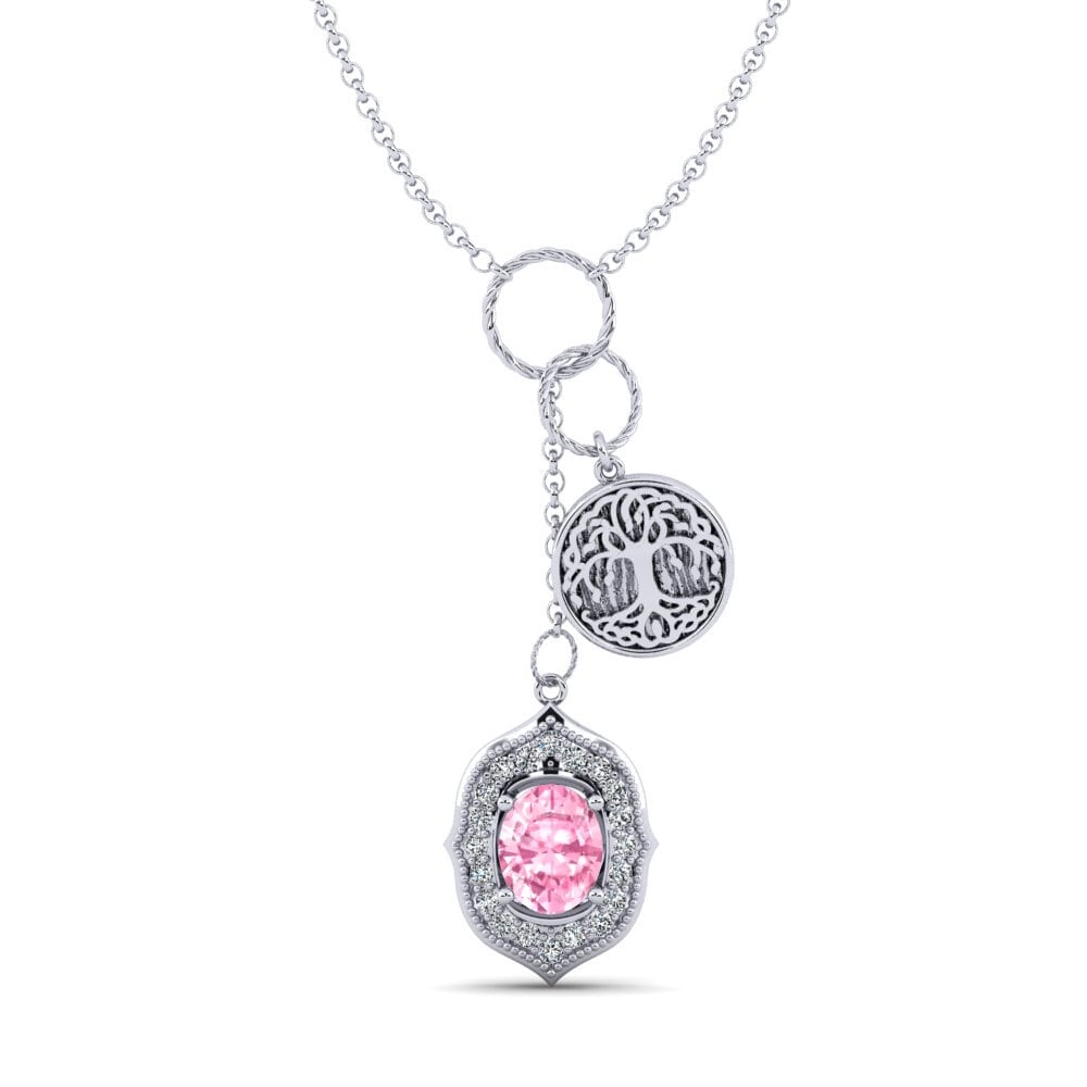 950 Platin Rosa Saphir Damen halskette Daylla