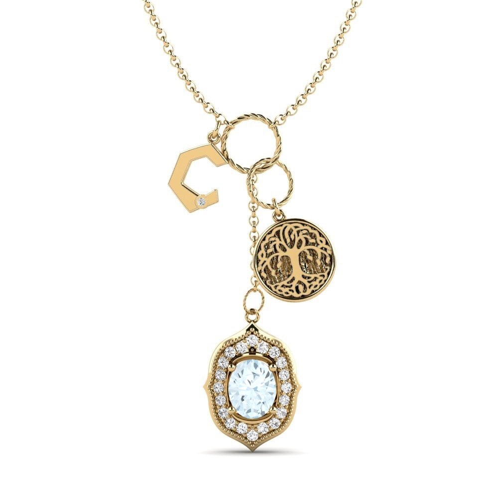 Oval Aquamarin Damen halskette Daylla - C