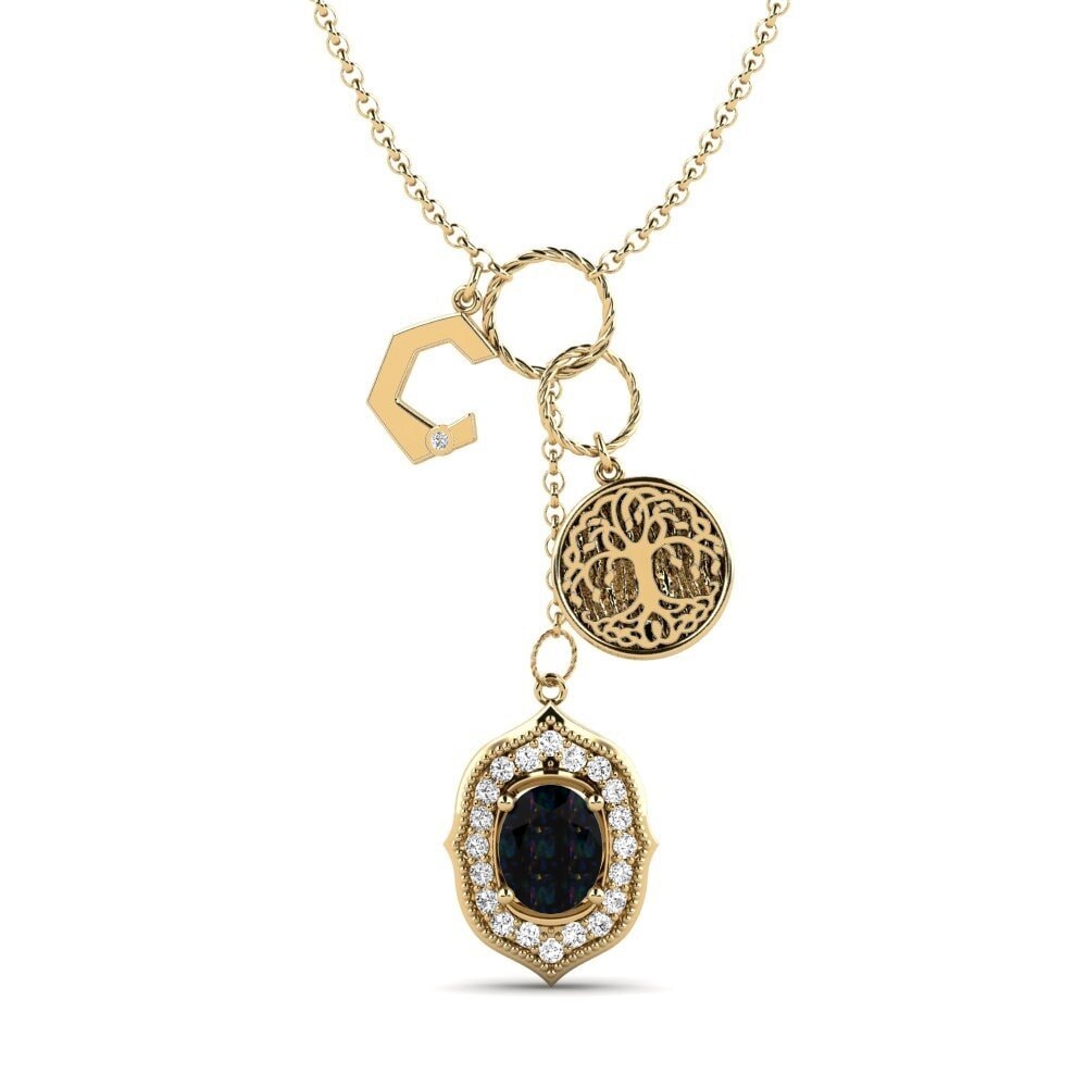 Oval Schwarzer Opal Damen halskette Daylla - C