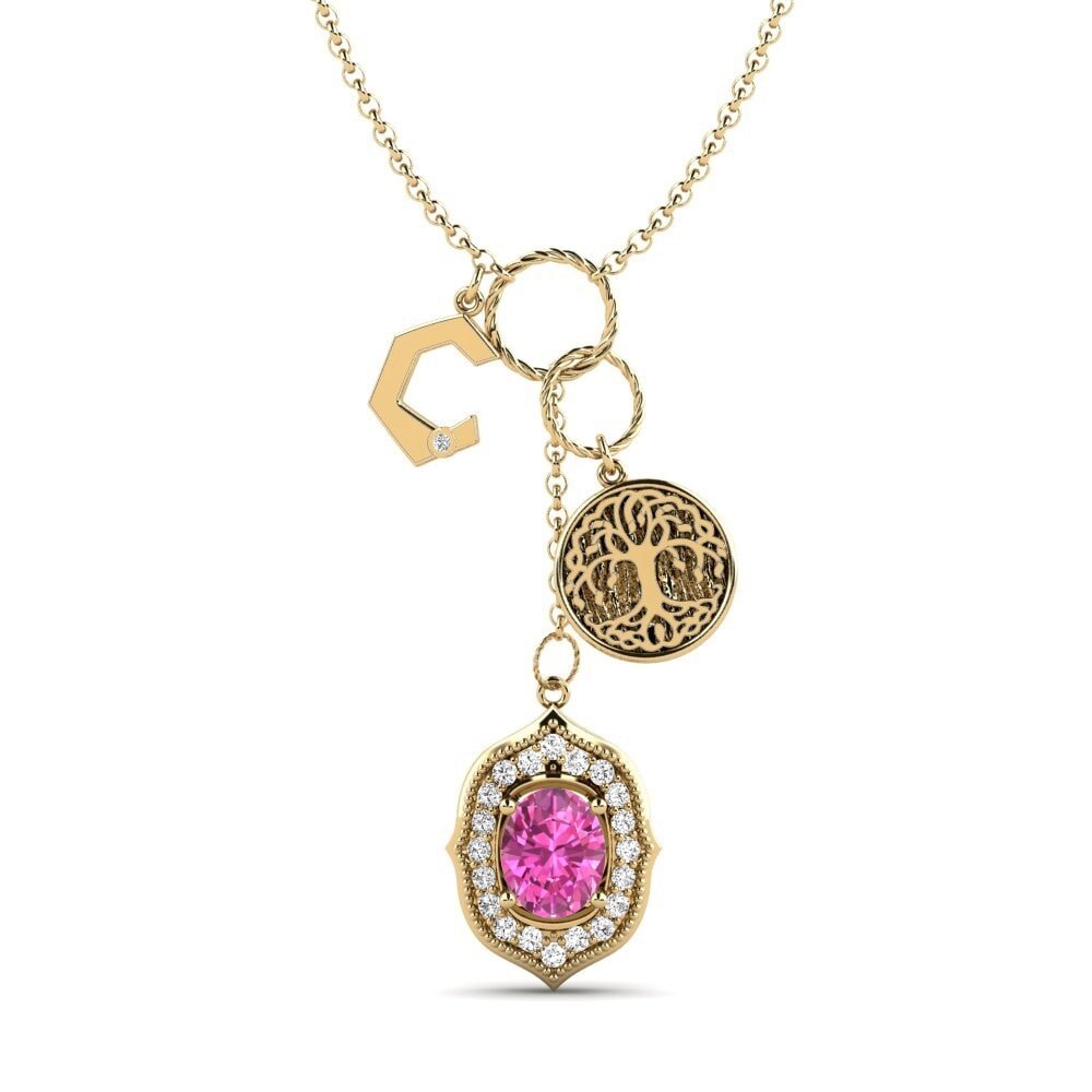 Oval Rosa Topas Damen halskette Daylla - C