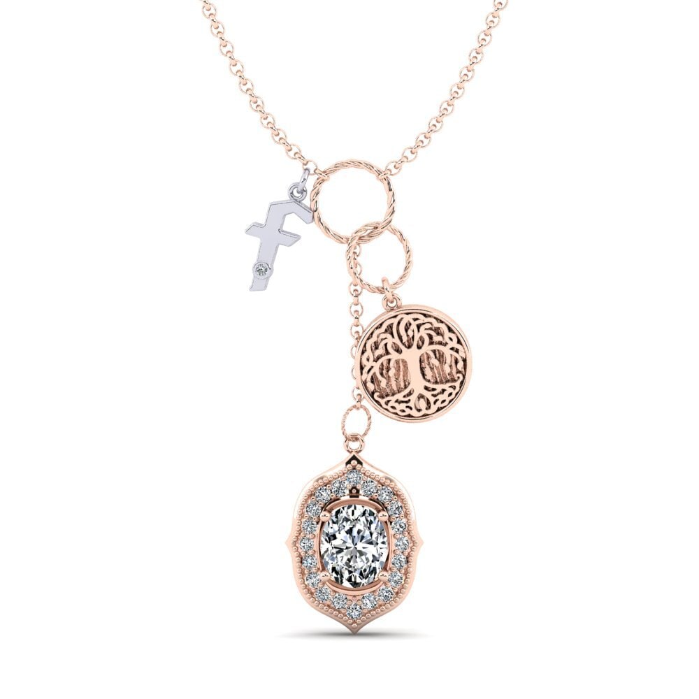 585 Rot & Weißgold Oval Damen halskette Daylla - F