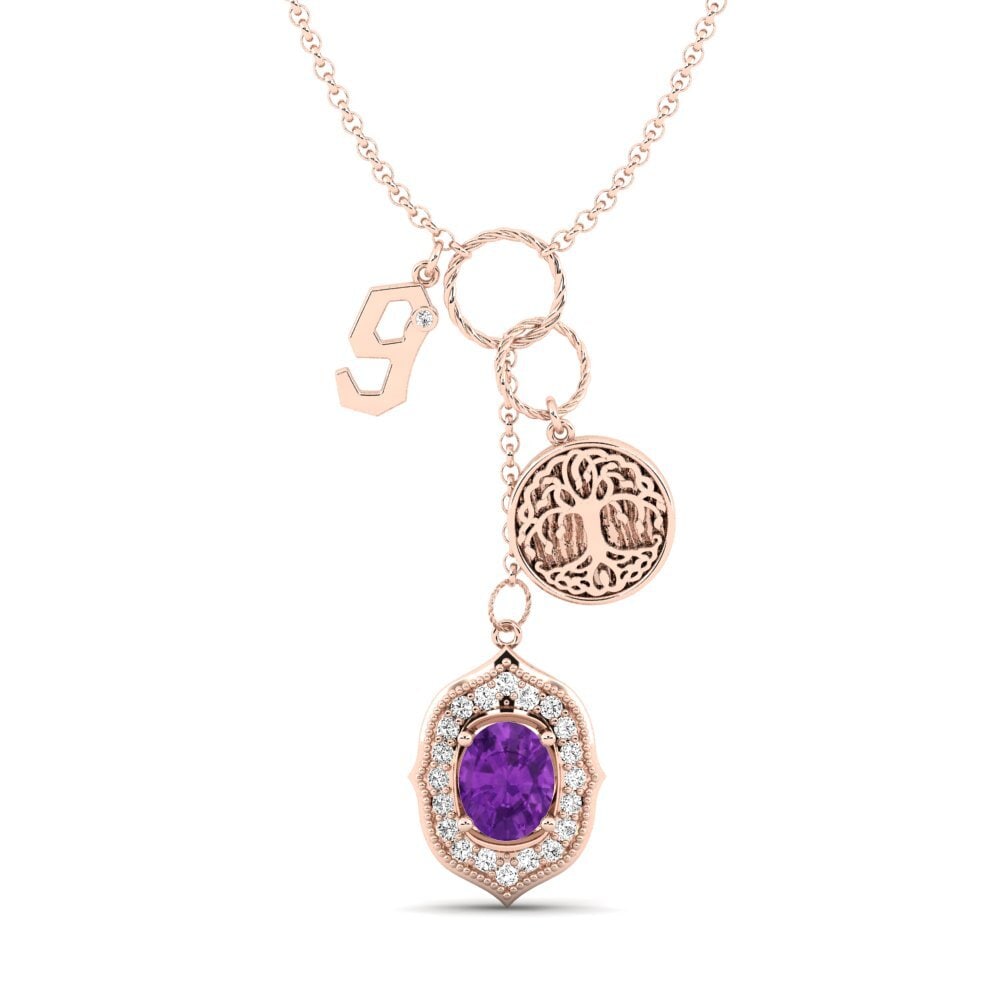 Rotgold 585 Amethyst Damen halskette Daylla - G