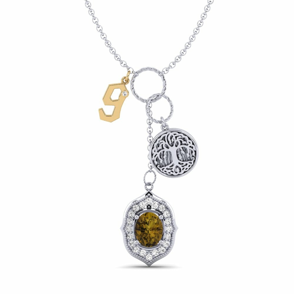 Brown Zircon 14k White & Yellow Gold Women's Necklace Daylla - G