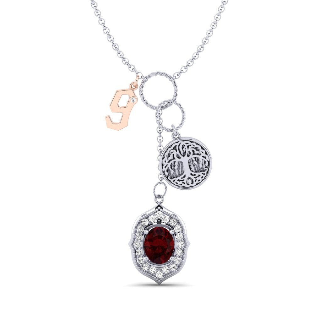 14k Oro Blanco & Rosa Granate Collar de Mujer Daylla - G
