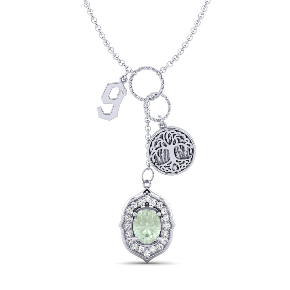 Weiß-Silber Grüner Amethyst Damen halskette Daylla - G