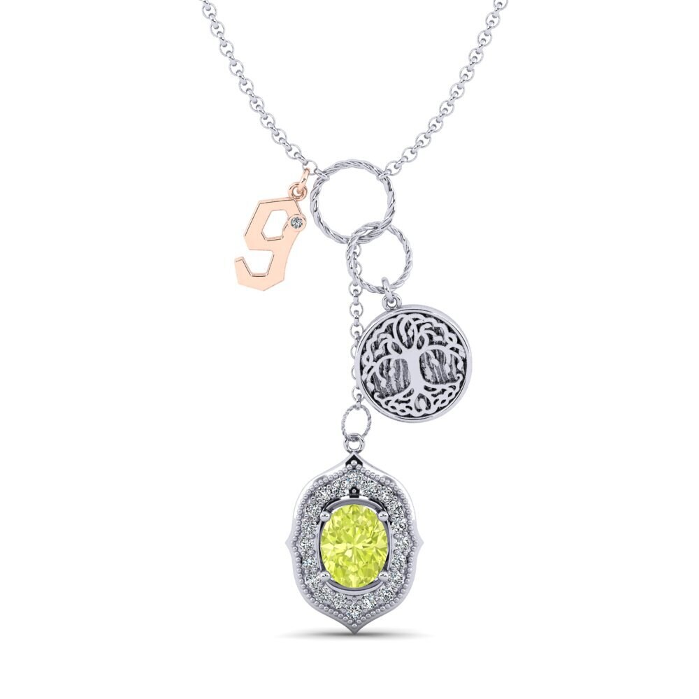14ct White & Rose Gold Lemon Quartz Women's Necklace Daylla - G