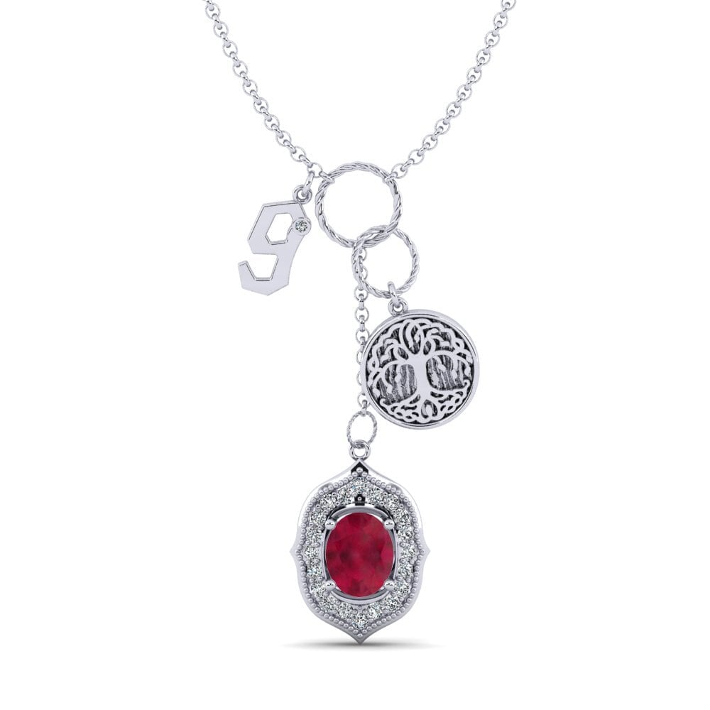 950 Palladium Rubin Damen halskette Daylla - G