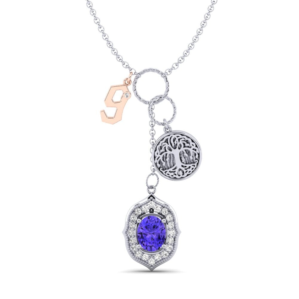 585 Weiß & Rotgold Tansanit Damen halskette Daylla - G