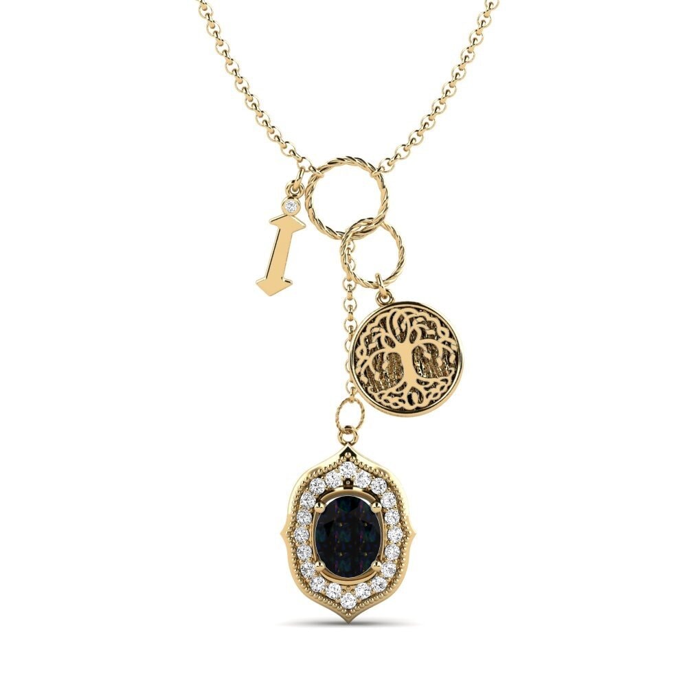 Oval Schwarzer Opal Damen halskette Daylla - I
