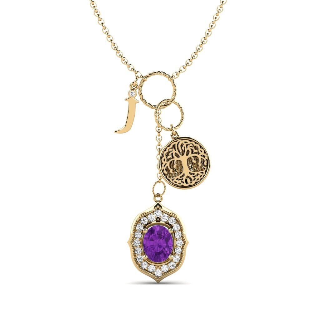 Oval Amethyst Damen halskette Daylla - J