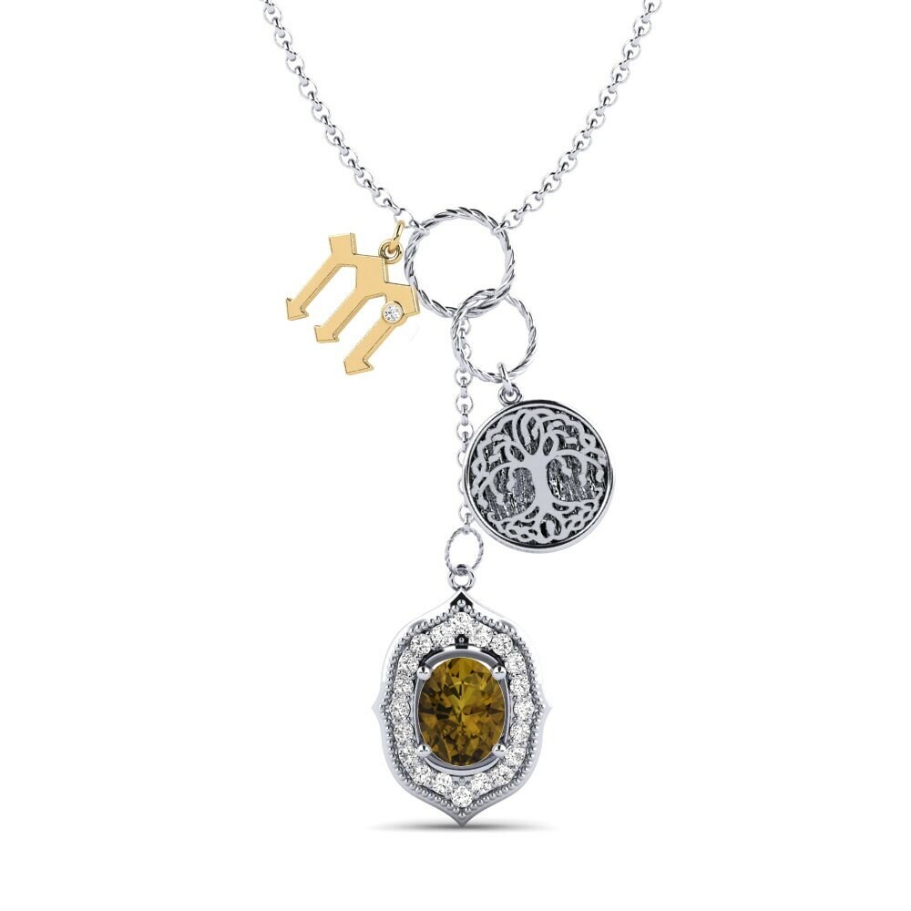Vàng Trắng-Vàng 9K Đá Zircon Nâu Dây chuyền nữ Daylla - M
