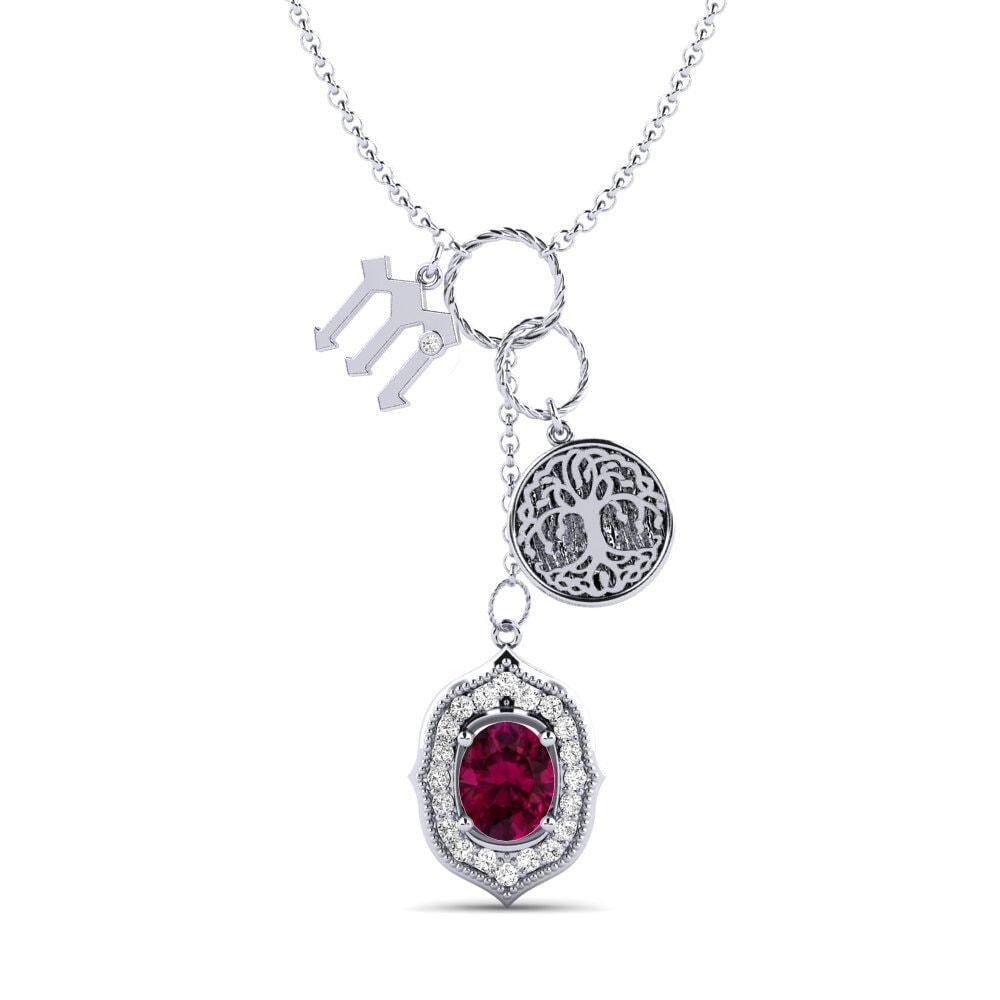 950 Platin Rhodolit-Granat Damen halskette Daylla - M