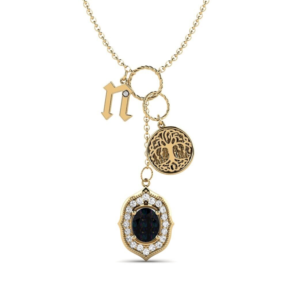 Oval Schwarzer Opal Damen halskette Daylla - N