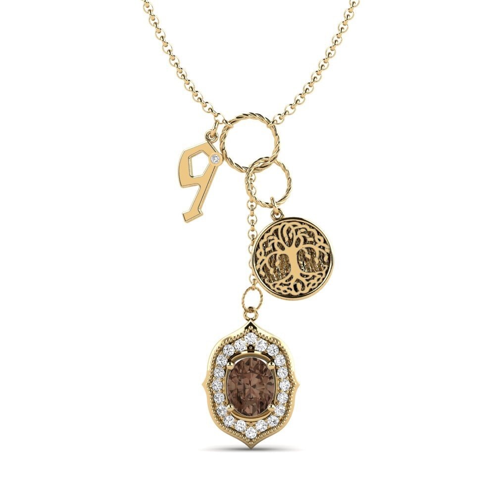 Oval Rauchquarz Damen halskette Daylla - Q