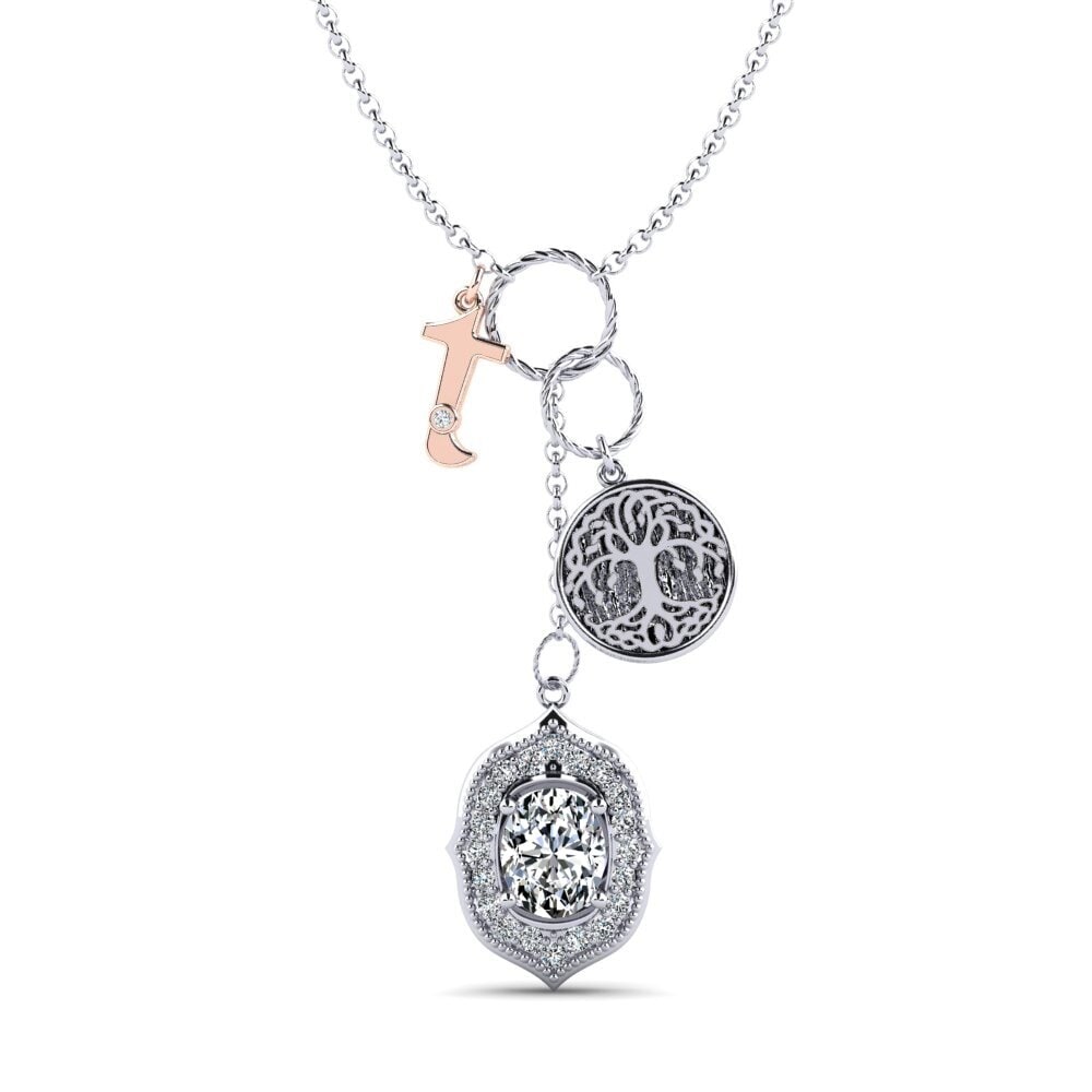 585 Weiß & Rotgold Oval Damen halskette Daylla - T