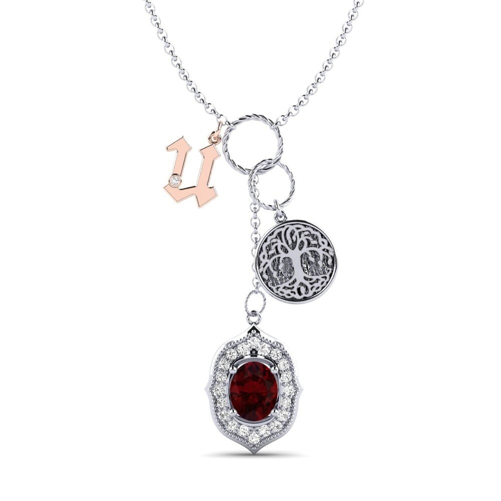 14k Oro Blanco & Rosa Granate Collar de Mujer Daylla - U