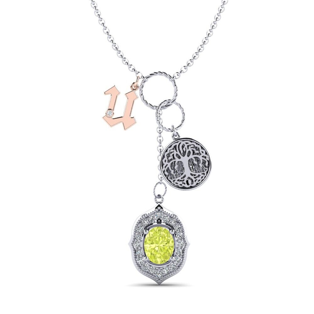 14ct White & Rose Gold Lemon Quartz Women's Necklace Daylla - U