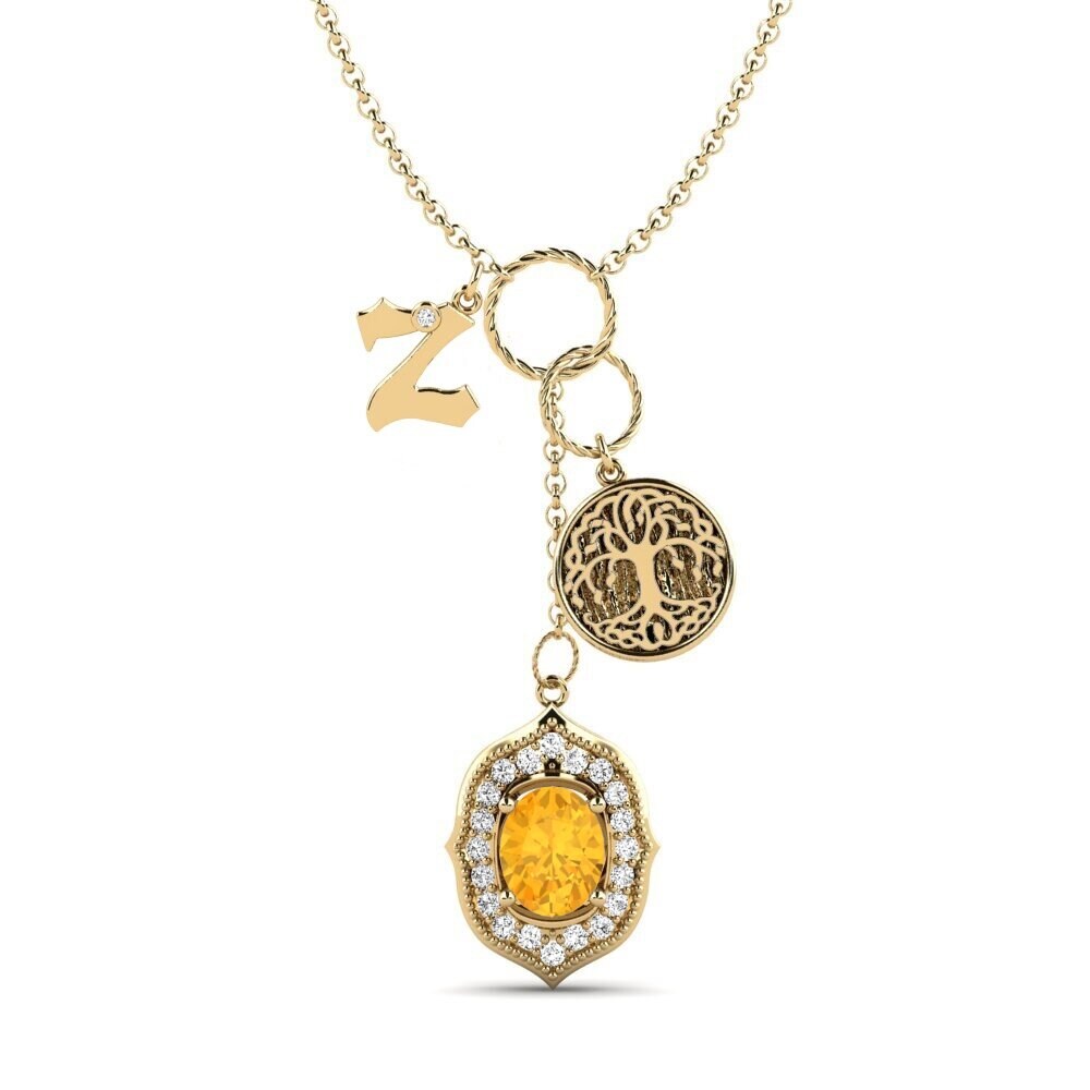 Oval Citrin Damen halskette Daylla - Z